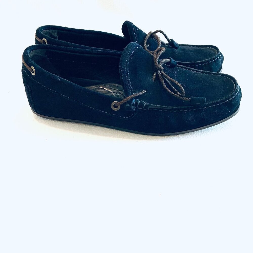 Massimo Dutti suede loafer Men's 41 navy tassel driving moccasin quiet luxury - Picture 2 of 10